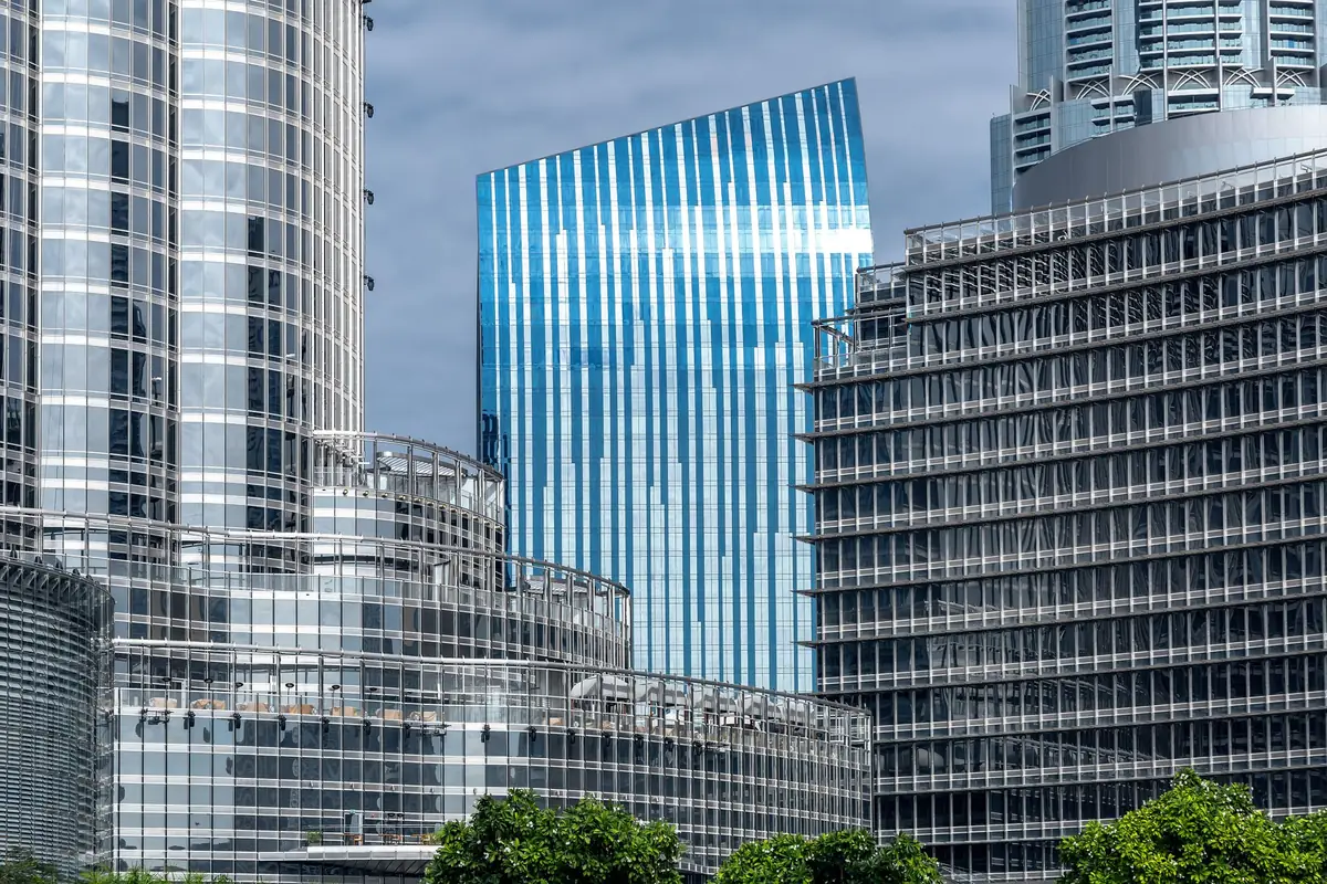 High-rise towers along Dubai Canal in Business Bay