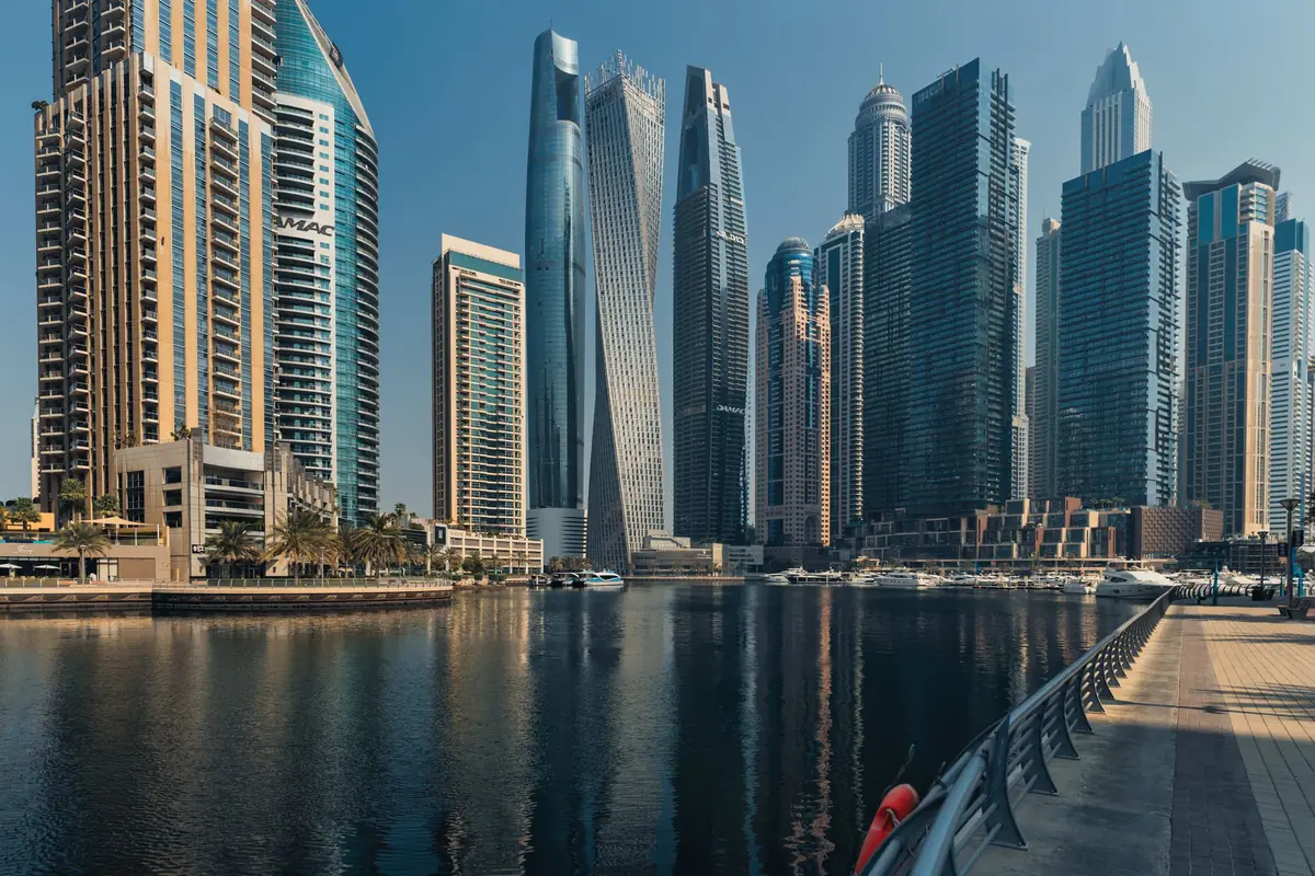 Burj Khalifa and surrounding towers in Downtown Dubai