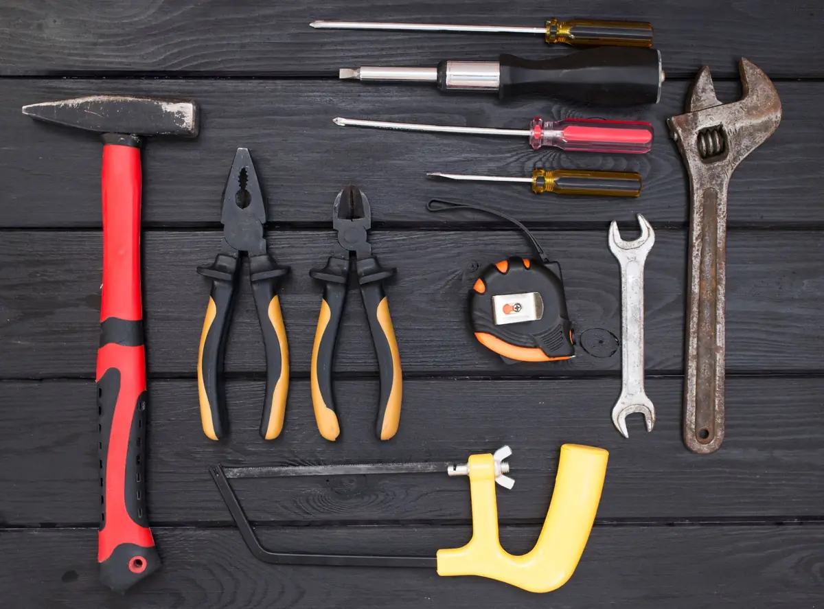 Maintenance tools laid out before a job